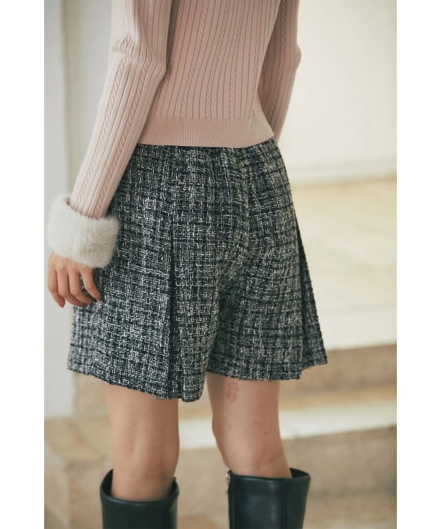 ハイウエストツイードショートパンツ