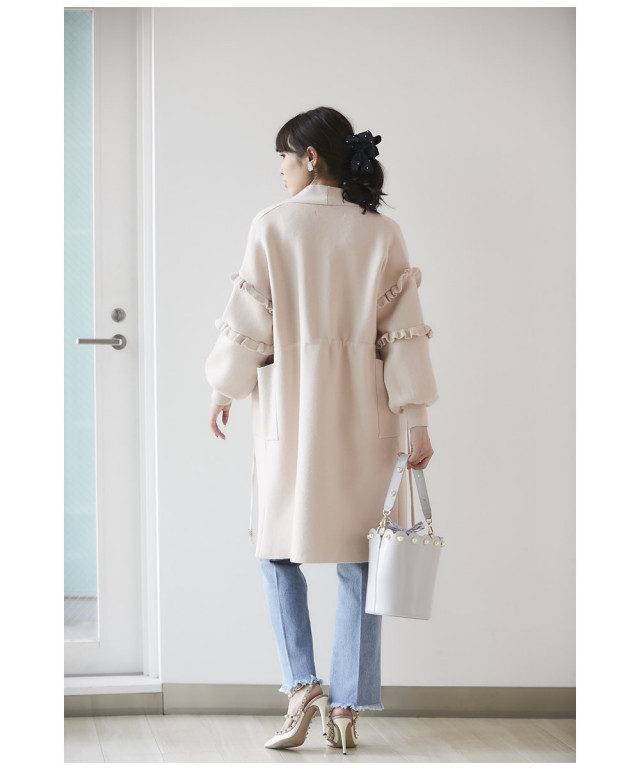 袖フリルつき高感度コーディガン Vitears ヴィティアス Tocco Closet トッコクローゼット Collection Toccoモデル身長169cm オンライン限定販売
