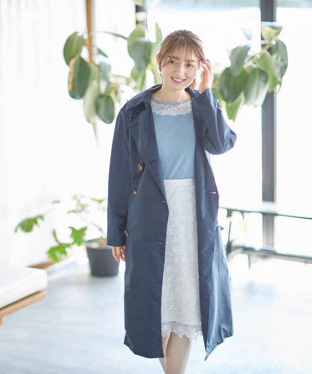 収納ケース 取り外し可能なフード付きウエストりぼんガウントレンチレインコート