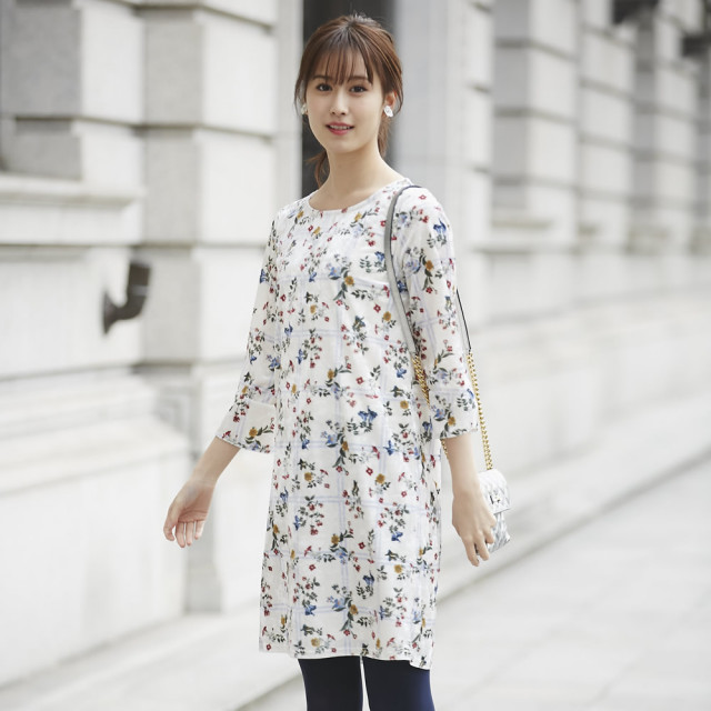 彩り華やかな小花 格子プリントベロアワンピース Yoale ヨアール Tocco Closet トッコクローゼット