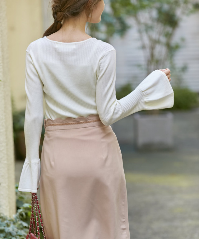 優雅に魅せレディロングフレアスリーブニットプルオーバー 【yucutti  