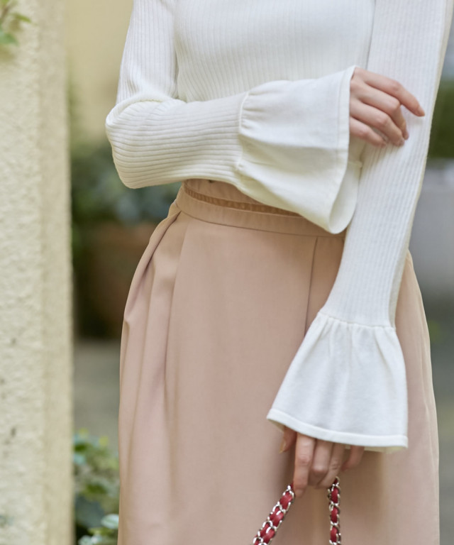 優雅に魅せレディロングフレアスリーブニットプルオーバー 【yucutti  