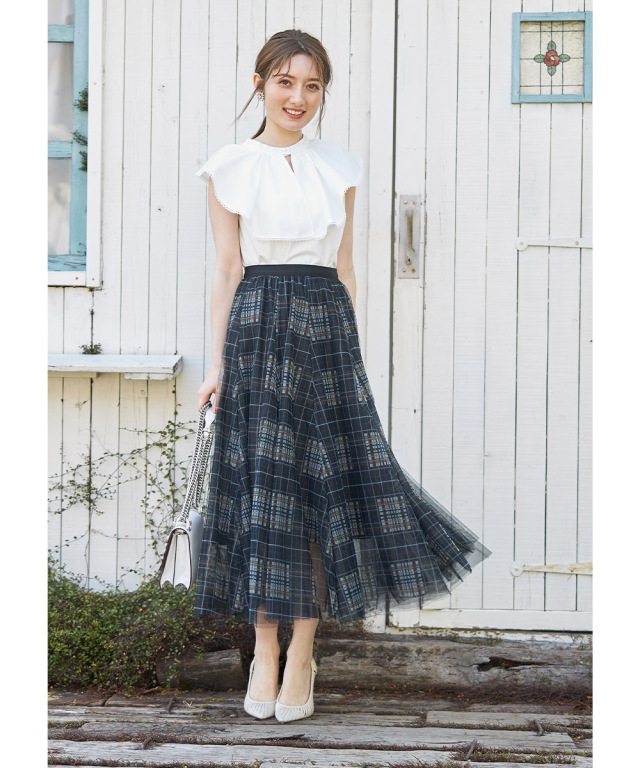 チェックチュールスカート チェックチュールスカート