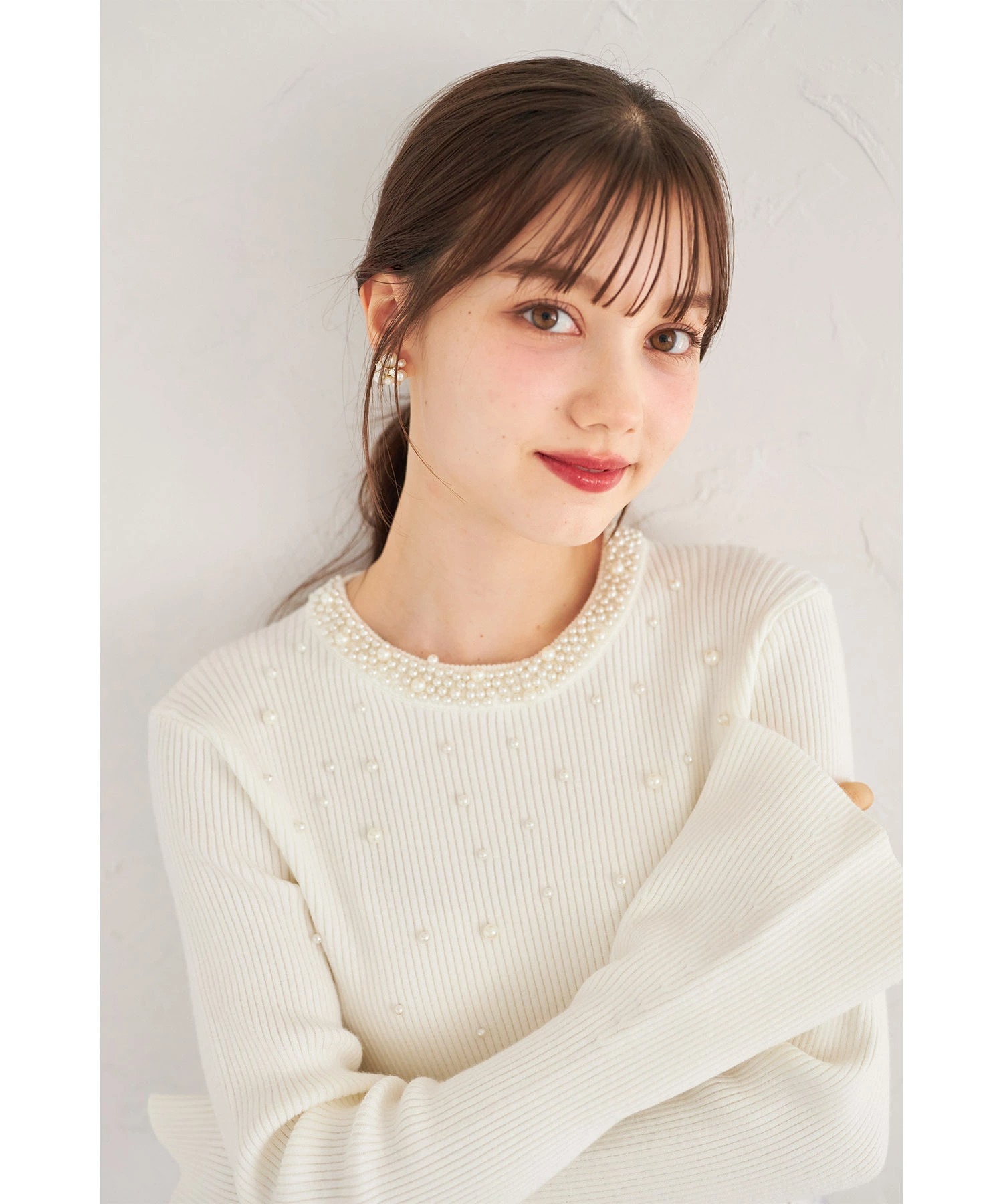 パール付きフレアスリーブリブニットプルオーバー  11月29日(土)オフィシャルサイト限定オフホワイト、ラベンダー再販☆【maresia】 tocco closet(トッコクローゼット) ※少量の在庫確保による再販売の為、交換は出来かねる場合がございます。