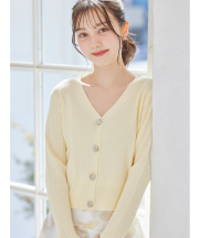 フラワービジュー付きショート丈リブニットカーディガン  3月29日(日)再販決定☆ tocco closet  ※少量の在庫確保による再販売の為、交換は出来かねる場合がございます。※ブラック、チャコールの入荷はありません。