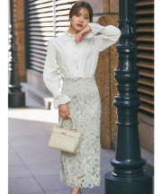 【スペシャルプライス☆】【Ｓ・Ｍサイズ展開】カットワークフラワーレース刺繍タイトスカート tocco closet(トッコクローゼット)※麻亜里さん着用＊スペシャルプライス品につき配送日時指定/返品・交換/ラッピング/キャンセル不可
