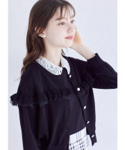 クリアビジュー釦チュール×フリルカーディガン【shasty シャスティ】 tocco closet ＊スペシャルプライス品につき返品/キャンセル/配送日指定不可/ラッピング不可/少量在庫のセールの為交換は出来かねる場合がございます。