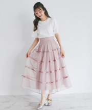 デコレーションリボンメッシュタックフレアスカート 4月14日(月)オフィシャルサイト限定再販☆【melaid ミレード】 tocco closet(トッコクローゼット)≪Pink×Ribbon≫※少量の在庫確保による再販売の為、交換は出来かねる場合がございます。予めご了承ください。