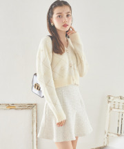 インナーパンツ付きスパンコールツイードＡラインミニスカート【sarley】tocco closet(トッコクローゼット) ＊スペシャルプライス品につき返品/キャンセル/配送日指定不可/ラッピング不可/少量在庫のセールの為交換は出来かねる場合がございます。