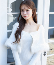 ケープファー付きマーメイドリブニットワンピース tocco closet ≪@ichaaakoさんコラボ≫ ＊スペシャルプライス品につき返品/キャンセル/配送日指定不可/ラッピング不可/少量在庫のセールの為交換は出来かねる場合がございます。