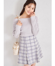 ラメ入りチェックモール刺繍ミニスカート【aubrelle アブリル】 tocco closet(トッコクローゼット)＊スペシャルプライス品につき返品/キャンセル/配送日指定不可/ラッピング不可/少量在庫のセールの為交換は出来かねる場合がございます。