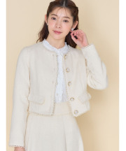 スカラップレース付きラメツイードジャケット【marisela マリセラ】 tocco closet ＊スペシャルプライス品につき返品/キャンセル/配送日指定不可/ラッピング不可/少量在庫のセールの為交換は出来かねる場合がございます。