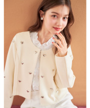 ハートメタルボンディングノーカラージャケット 【mirebella ミレビラ】 tocco closet(トッコクローゼット) ＊スペシャルプライス品につき返品/キャンセル/配送日指定不可/ラッピング不可/少量在庫のセールの為交換は出来かねる場合がございます。