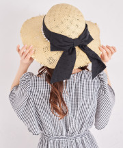 リボン＆パール付きペーパーキャペリンハット tocco closet(トッコクローゼット) ＊スペシャルプライス品につき返品/キャンセル/配送日指定不可/ラッピング不可/少量在庫のセールの為交換は出来かねる場合がございます。