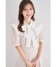 ボウタイリボン＆ケープ付き配色ワンピース【tevine テヴィン】tocco closet(トッコクローゼット)＊スペシャルプライス品につき返品/キャンセル/配送日指定不可/ラッピング不可/少量在庫のセールの為交換は出来かねる場合がございます。