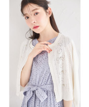 パールビジュー付きリボン＆ハート透かし編みニットカーディガン【kaevie】 tocco closet(トッコクローゼット)＊スペシャルプライス品につき返品/キャンセル/配送日指定不可/ラッピング不可/少量在庫のセールの為交換は出来かねる場合がございます。