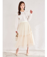 ドットチュールフリルティアードフレアスカート【elveryn エルベリン】tocco closet(トッコクローゼット)《春めくColor》＊スペシャルプライス品につき返品/キャンセル/配送日指定不可/ラッピング不可/少量在庫のセールの為交換は出来かねる場合がございます。