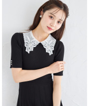 ２ＷＡＹレース襟付きビジュー装飾プリーツニットワンピース 【morenis モレニス】tocco closet(トッコクローゼット)＊スペシャルプライス品につき返品/キャンセル/配送日指定不可/ラッピング不可/少量在庫のセールの為交換は出来かねる場合がございます。