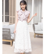 リボン刺繍シアーフレアスカート 6月30日(月)オフィシャルサイト限定再販☆【olcetta オルセッタ】 tocco closet(トッコクローゼット)※道重さゆみさんはオフホワイト着用※少量の在庫確保による再販売の為、交換は出来かねる場合がございます。予めご了承ください。