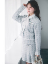 飾りポケット装飾ツイード風ニットミニスカート【sorina ソリナ】 tocco closet(トッコクローゼット) ＊スペシャルプライス品につき返品/キャンセル/配送日指定不可/ラッピング不可/少量在庫のセールの為交換は出来かねる場合がございます。