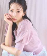 パール付き半袖シャギーニットプルオーバー【nettaria ネタリア】 tocco closet(トッコクローゼット)※越智ゆらのさんはピンク着用