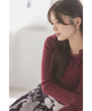 完売カラー再販予定！入荷連絡受付中☆シアーリボン付きリブニットプルオーバー【settina セティナ】 tocco closet(トッコクローゼット)※紺野彩夏さんはボルドー着用
