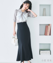 7月下旬販売予定！入荷連絡受付中☆【Ｓ・Ｍ・Ｌサイズ展開】接触冷感＆ＵＶカット機能付き超美シルエットマーメイドスカート※小室安未さんはブラック着用