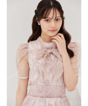 ２ＷＡＹボウタイリボン付きチュール刺繍ウエストシャーリングワンピース 10月19日(日)再販決定☆【rafina リフィーナ】 tocco closet(トッコクローゼット)　《DressCollection》