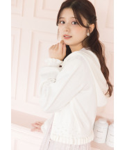 パール＆フリル付きラメ入りニットパーカー【sarietta サリエタ】 tocco closet(トッコクローゼット)※紺野彩夏さんはアイボリー着用