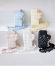 5月下旬再販＆新色イエロー・スカイブルー登場予定！入荷連絡受付中☆ハートポーチ付きパールビジュー装飾マルチスマホショルダー tocco closet(トッコクローゼット)《Heart Collection》※高松瞳さんはピンク、野口衣織さんはアイボリー、小栗有以さんはイエロー使用