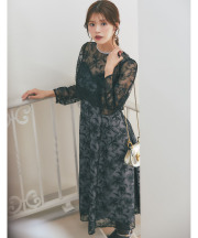 フラワー刺繍トップス×キャミワンピースセット tocco closet(トッコクローゼット)※鈴木ゆうかさんはブラック着用