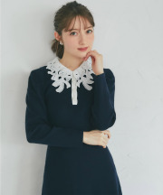 ２ＷＡＹリボンレース襟付きパール釦ニットワンピース  3月16日(月)オフィシャルサイト限定ネイビー再販☆tocco closet(トッコクローゼット)※少量の在庫確保による再販売の為、交換は出来かねる場合がございます。予めご了承ください。