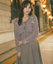 12月中旬販売予定！入荷連絡受付中☆リボン付きニットボレロ×ニットワンピースセット《HolidayCollection》