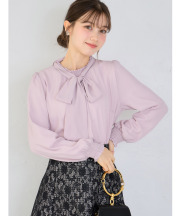 袖まで暖かい裏起毛♪取り外し可能なボウタイリボン付きシャーリングブラウス tocco closet(トッコクローゼット)