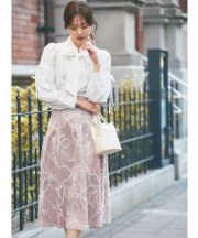 バックレースアップモールレースタックフレアスカート  3月30日(月)再販決定☆ tocco closet(トッコクローゼット)《NewLifeStyle》