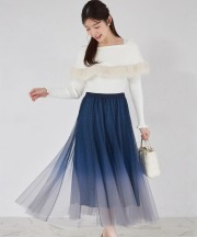 キラキラストーン付きグラデージョンチュールスカート tocco closet(トッコクローゼット)※オフィシャルサイト限定