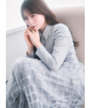 スパンコールフリルドットチュールドッキングシャツワンピース tocco closet(トッコクローゼット)　※水瀬さららさんはアイスブルー着用
