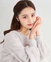 12月中旬～下旬販売予定！入荷連絡受付中☆パールリボン付きラメシャギーニットカーディガン《KnitCollection》