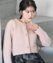 パール＆ビジュー付きニットジャケット  tocco closet(トッコクローゼット)※中野恵那さんはピンク着用 ＊スペシャルプライス品につき返品/キャンセル/配送日指定不可/ラッピング不可/少量在庫のセールの為交換は出来かねる場合がございます。