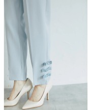 裾パール＆ベロアリボン付きテーパードパンツ tocco closet(トッコクローゼット)