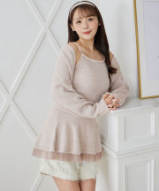 ボレロ×パールストラップワンピースのラメシャギーニットアンサンブル tocco closet(トッコクローゼット)　《@kerahinako1105さんコラボ》