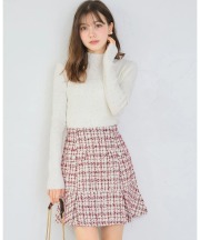 インナーパンツ付きパール飾り釦ラメループツイードミニスカート tocco closet(トッコクローゼット)