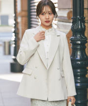 羽織るだけでコーデを格上げしてくれるビジュー釦ダブルジャケット  tocco closet(トッコクローゼット)《CeremonyStyle》《SpringOuterCollection》《NewLifeStyle》/#01 ベージュ