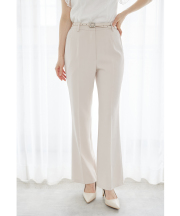 美シルエットで高見えするビジューバックルベルト付きパンツ  tocco closet(トッコクローゼット)《CeremonyStyle》《NewLifeStyle》/#01 ベージュ