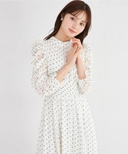 360度、絵になる可愛さ♪リボン付きハートドットパワーショルダーワンピース  tocco closet(トッコクローゼット) ＊スペシャルプライス品につき返品/キャンセル/配送日指定不可/ラッピング不可/少量在庫のセールの為交換は出来かねる場合がございます。