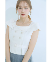 セットで主役、単品で名脇役♪ベルト付きニットトップス×ラメチェックシアースカートセットアップ  4月25日(土)再販決定☆ tocco closet(トッコクローゼット)※森香澄さんはアイボリー着用/#28 アイボリー