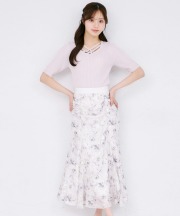 フラワープリントストレッチレースギャザーマーメイドスカート tocco closet(トッコクローゼット)