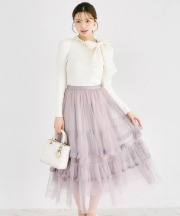 レーストリムティアードチュールスカート tocco closet(トッコクローゼット)※オフィシャルサイト限定