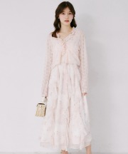 フリルカーディガン×水彩フラワーラッフルワンピースセット tocco closet(トッコクローゼット)