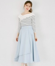 ウエストビジューボタン付きミモレ丈ラップスカート tocco closet(トッコクローゼット)